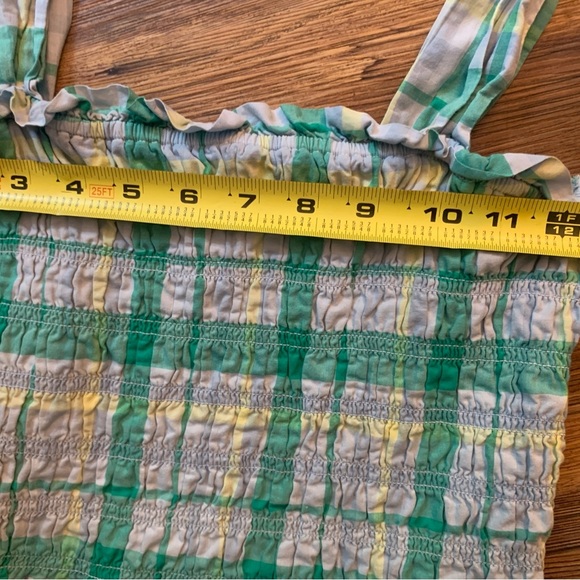 Free Assembly Women's Smocked Tank Top Skyway Plaid Green Boho XS - Picture 4 of 6